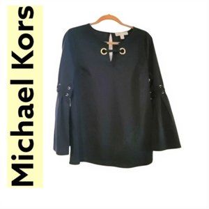 Michael Kors Black Bell Sleeve blouse sz M